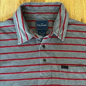 Faconnable Gray and Red Striped Polo Shirt